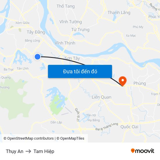 Thụy An to Tam Hiệp map