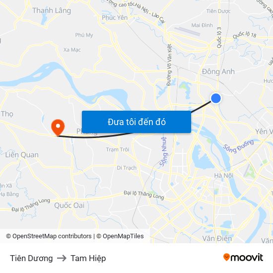 Tiên Dương to Tam Hiệp map