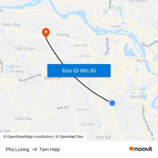 Phú Lương to Tam Hiệp map