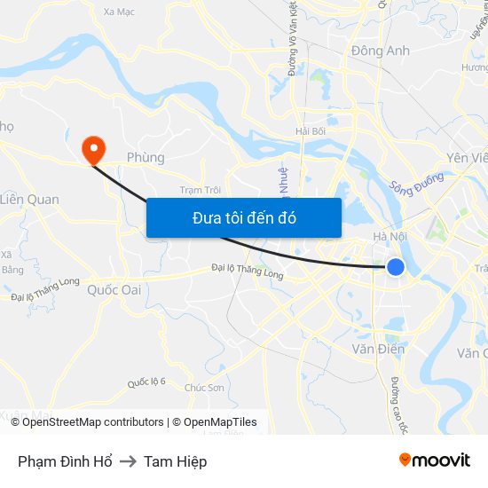 Phạm Đình Hổ to Tam Hiệp map