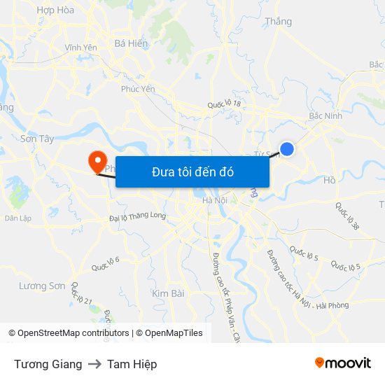 Tương Giang to Tam Hiệp map