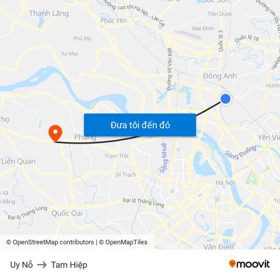 Uy Nỗ to Tam Hiệp map