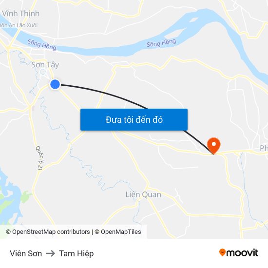 Viên Sơn to Tam Hiệp map