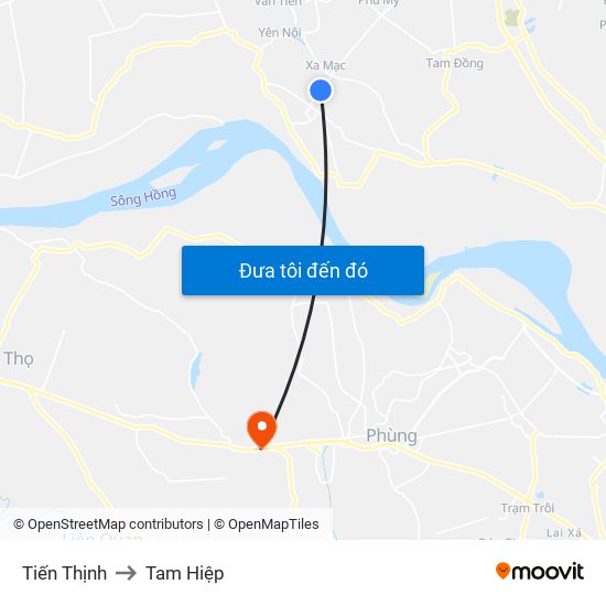 Tiến Thịnh to Tam Hiệp map