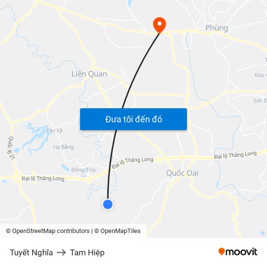 Tuyết Nghĩa to Tam Hiệp map