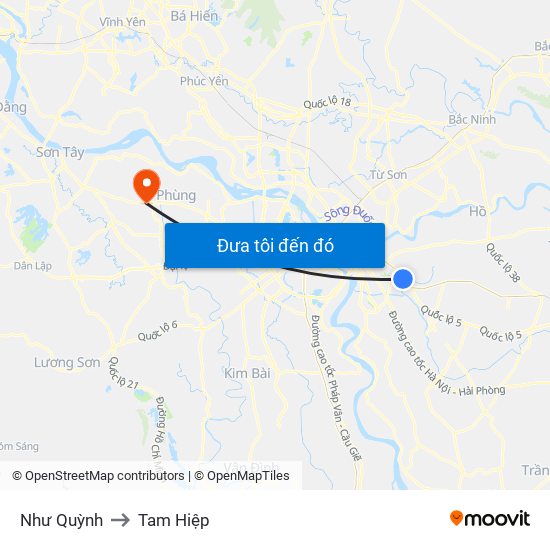 Như Quỳnh to Tam Hiệp map