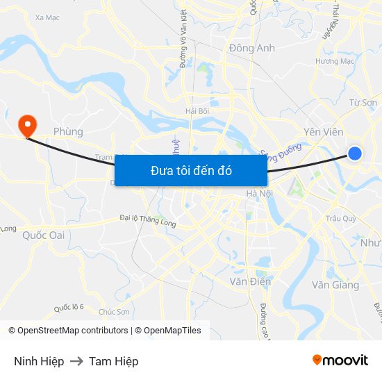 Ninh Hiệp to Tam Hiệp map