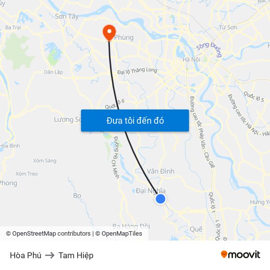 Hòa Phú to Tam Hiệp map