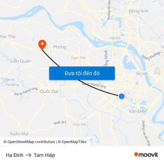 Hạ Đình to Tam Hiệp map