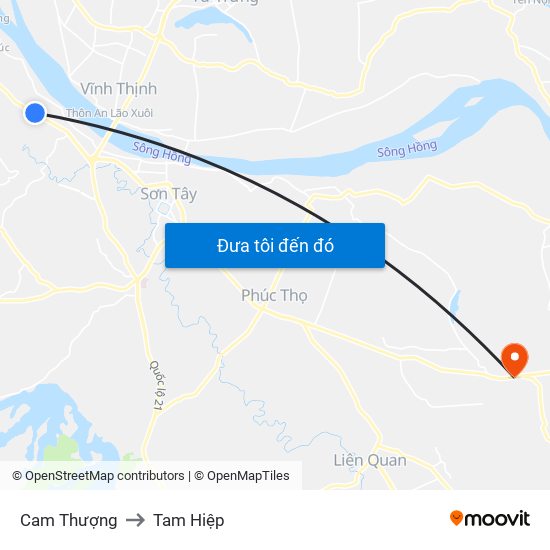 Cam Thượng to Tam Hiệp map