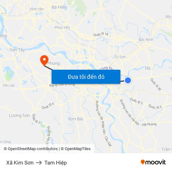 Xã Kim Sơn to Tam Hiệp map