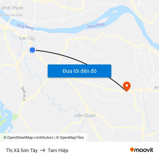 Thị Xã Sơn Tây to Tam Hiệp map