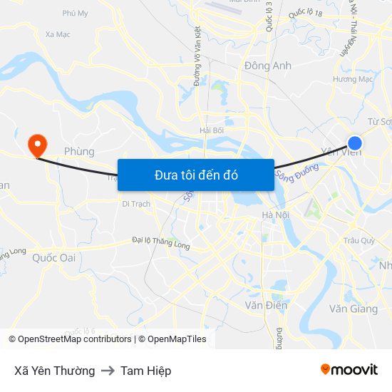 Xã Yên Thường to Tam Hiệp map