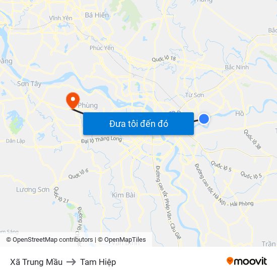 Xã Trung Mầu to Tam Hiệp map