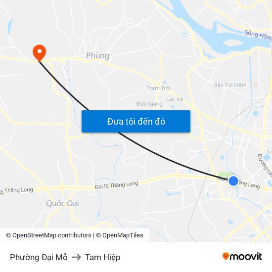 Phường Đại Mỗ to Tam Hiệp map