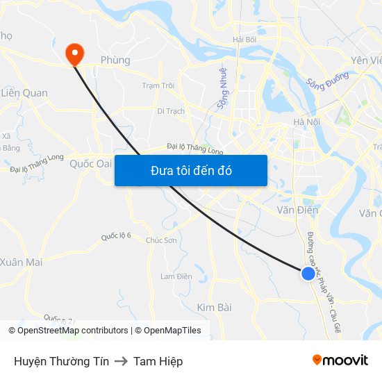 Huyện Thường Tín to Tam Hiệp map