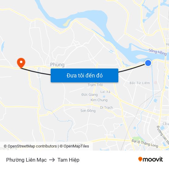 Phường Liên Mạc to Tam Hiệp map