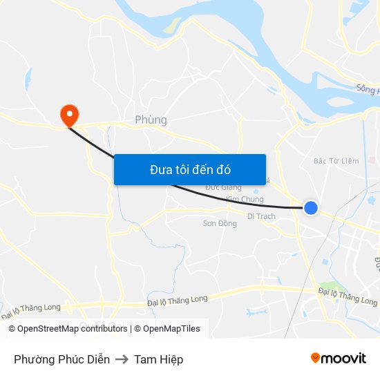 Phường Phúc Diễn to Tam Hiệp map