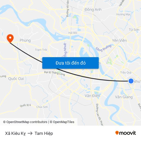 Xã Kiêu Kỵ to Tam Hiệp map