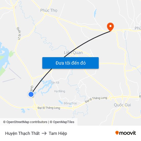 Huyện Thạch Thất to Tam Hiệp map