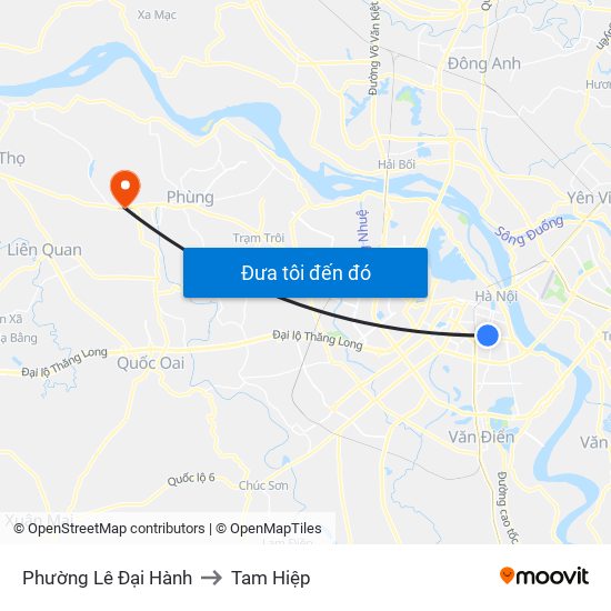 Phường Lê Đại Hành to Tam Hiệp map