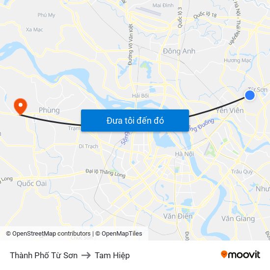 Thành Phố Từ Sơn to Tam Hiệp map