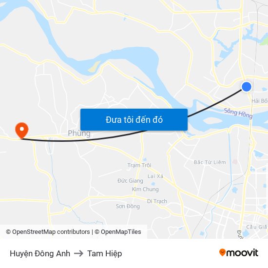 Huyện Đông Anh to Tam Hiệp map