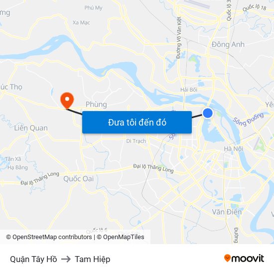 Quận Tây Hồ to Tam Hiệp map