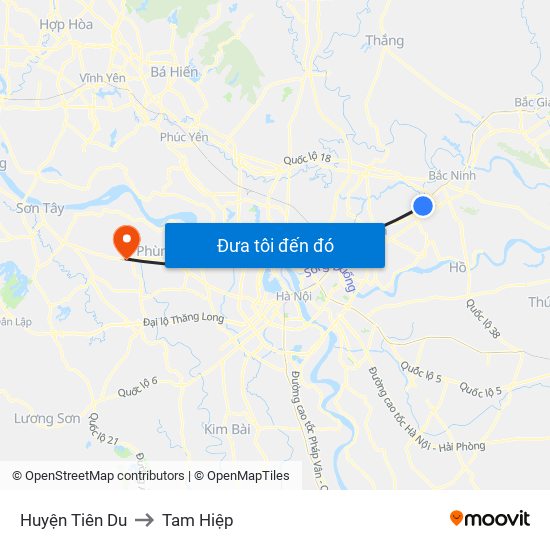 Huyện Tiên Du to Tam Hiệp map