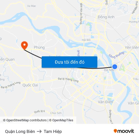 Quận Long Biên to Tam Hiệp map