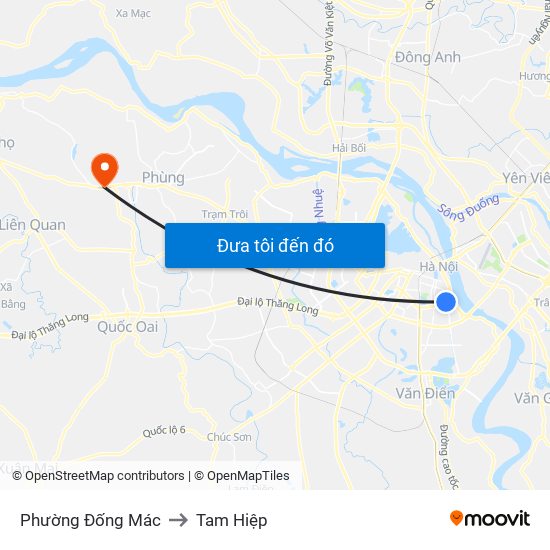 Phường Đống Mác to Tam Hiệp map