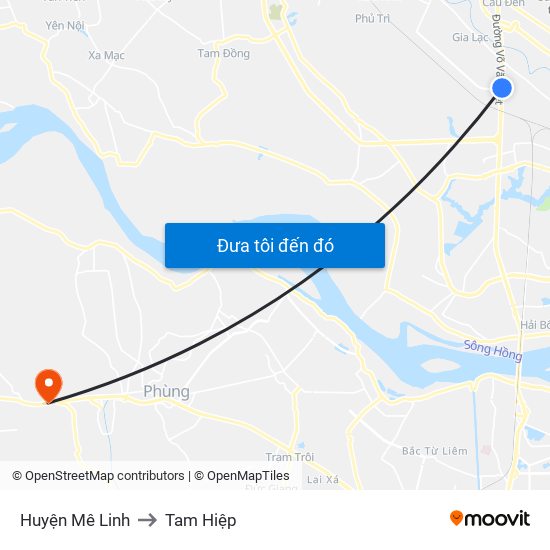 Huyện Mê Linh to Tam Hiệp map