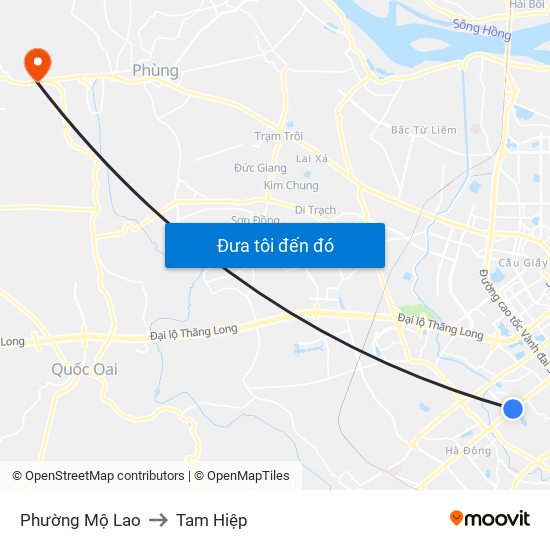 Phường Mộ Lao to Tam Hiệp map