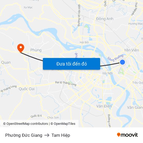 Phường Đức Giang to Tam Hiệp map