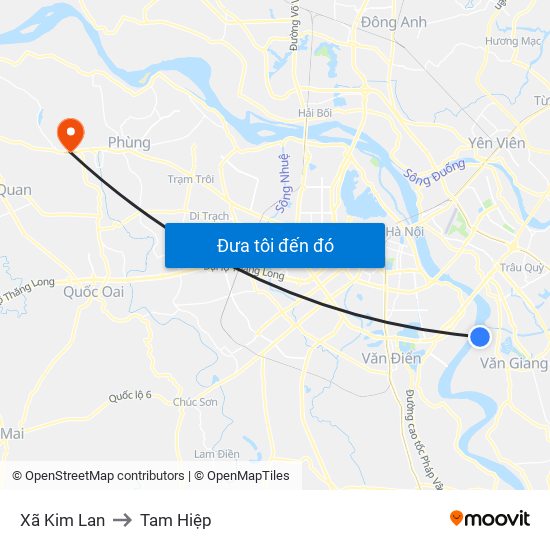 Xã Kim Lan to Tam Hiệp map