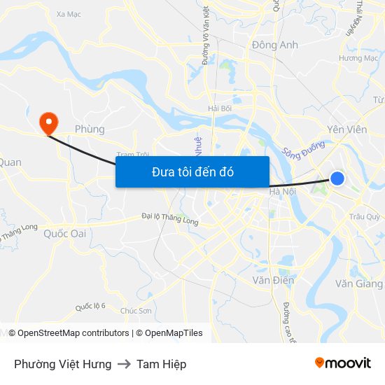 Phường Việt Hưng to Tam Hiệp map