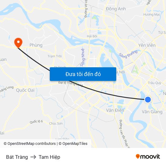 Bát Tràng to Tam Hiệp map