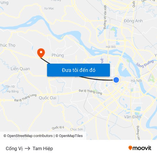 Cống Vị to Tam Hiệp map