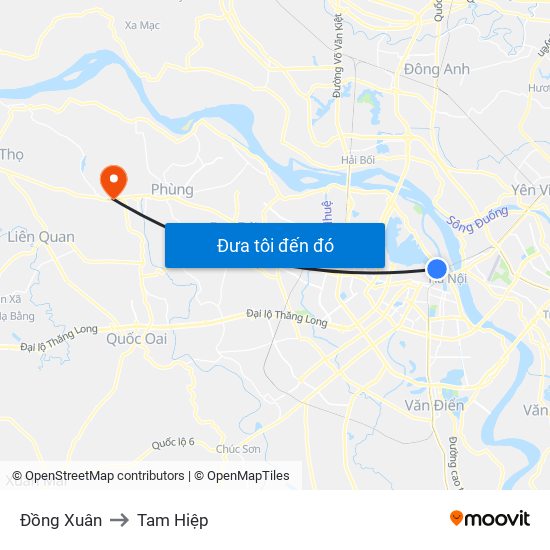 Đồng Xuân to Tam Hiệp map