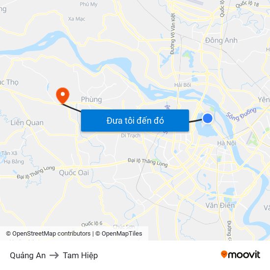 Quảng An to Tam Hiệp map