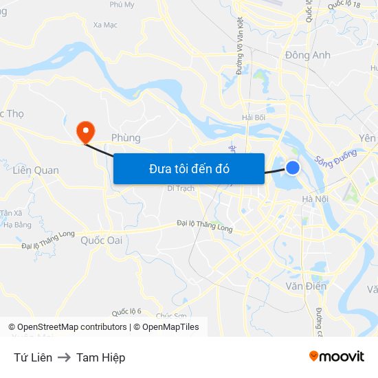 Tứ Liên to Tam Hiệp map