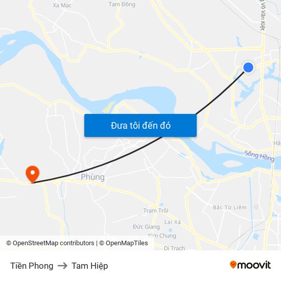 Tiền Phong to Tam Hiệp map