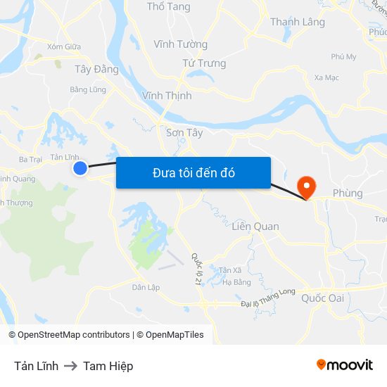 Tản Lĩnh to Tam Hiệp map