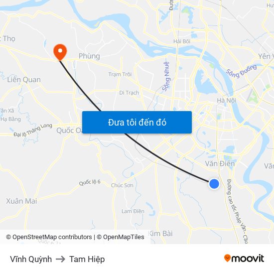 Vĩnh Quỳnh to Tam Hiệp map