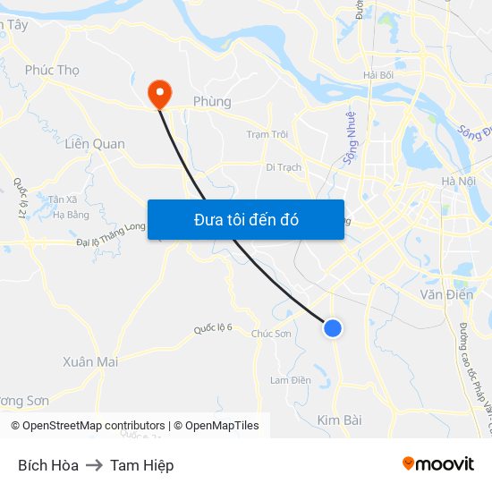 Bích Hòa to Tam Hiệp map