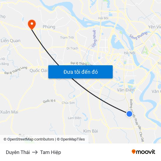 Duyên Thái to Tam Hiệp map