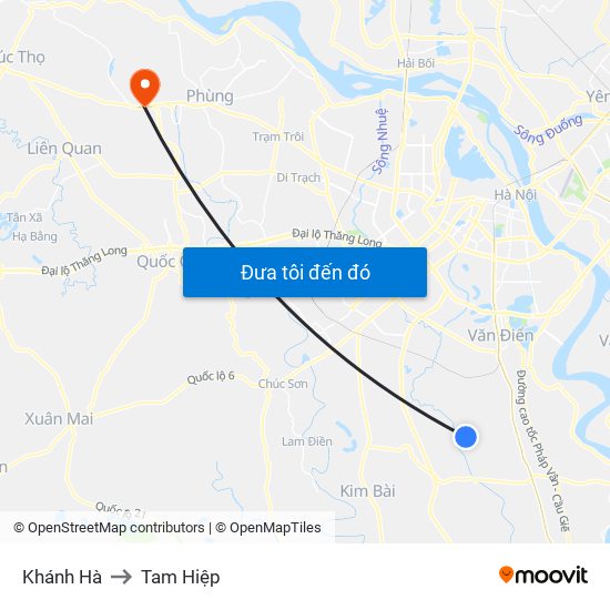 Khánh Hà to Tam Hiệp map