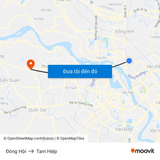 Đông Hội to Tam Hiệp map