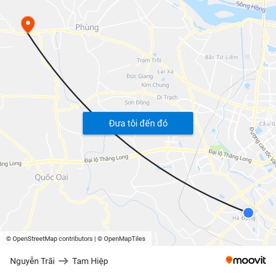 Nguyễn Trãi to Tam Hiệp map