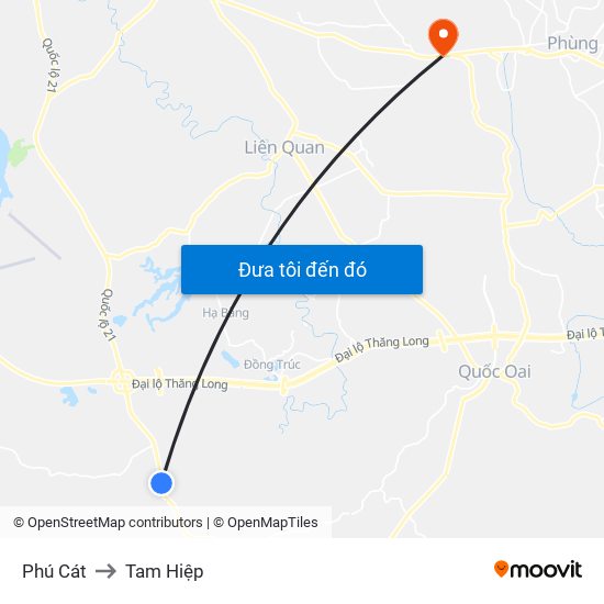 Phú Cát to Tam Hiệp map